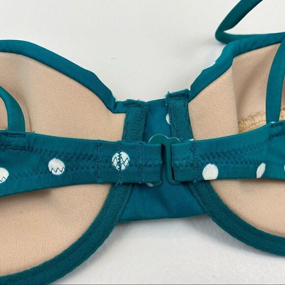 J. Crew Underwire Bikini Top in Green and White Polka Dots 34C Swim - Picture 3 of 6